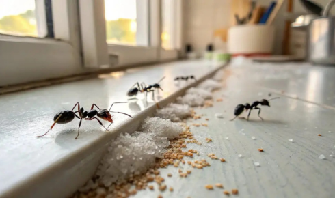 Why does dealing with kitchen spills immediately prevent sticky patches and ants later on